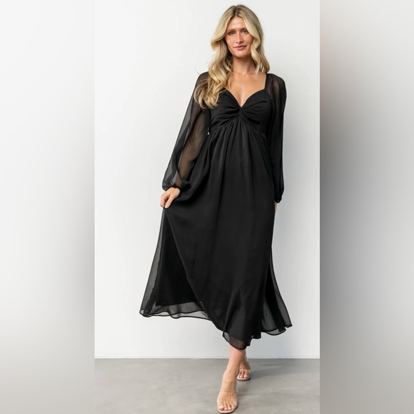 Baltic Born Dresses & Skirts - Baltic Born Dione Black Midi Dress Long Sleeve New With Tags